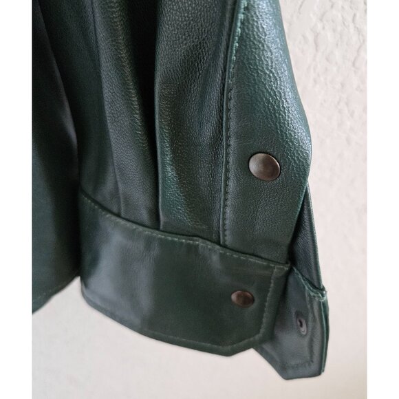 Ron Tomson Los Angeles Men SZ XXL Leather Jacket DK Green Full Snap Pockets NWT - Picture 3 of 9